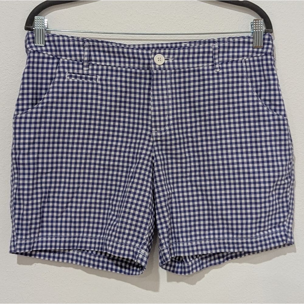 Columbia Women's PFG Super Bonehead Blue White Gingham Fishing Shorts Size 10